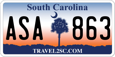SC license plate ASA863