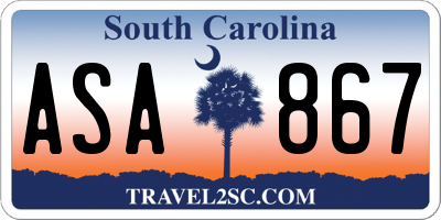 SC license plate ASA867