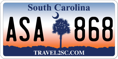 SC license plate ASA868