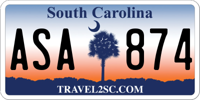 SC license plate ASA874