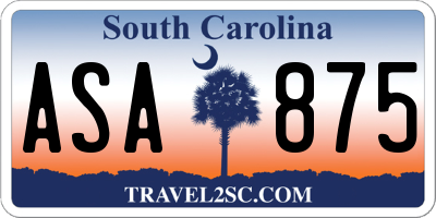 SC license plate ASA875