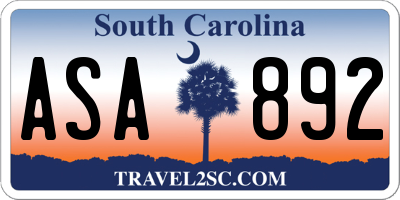 SC license plate ASA892