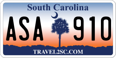 SC license plate ASA910