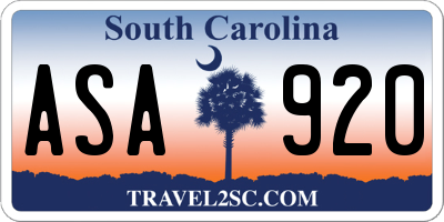SC license plate ASA920