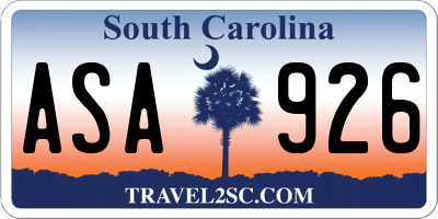 SC license plate ASA926