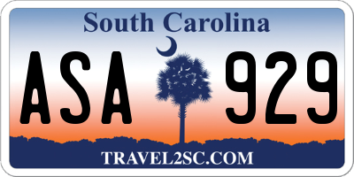 SC license plate ASA929
