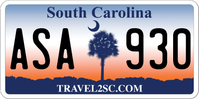 SC license plate ASA930