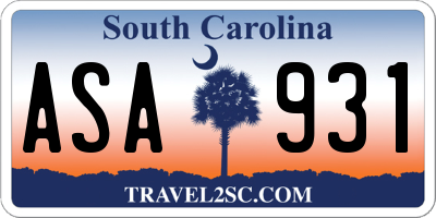 SC license plate ASA931