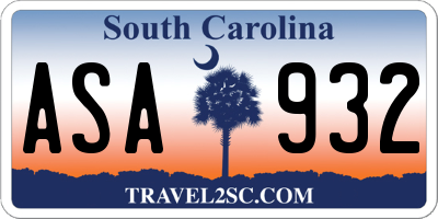 SC license plate ASA932