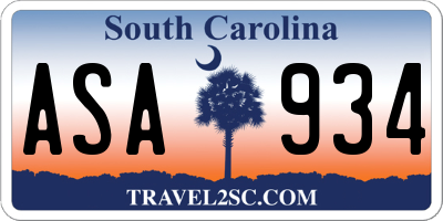 SC license plate ASA934