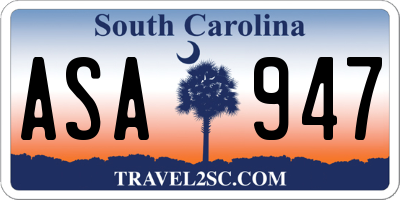 SC license plate ASA947