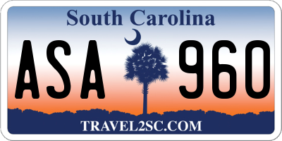 SC license plate ASA960