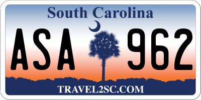 SC license plate ASA962