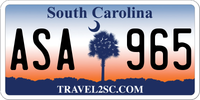 SC license plate ASA965