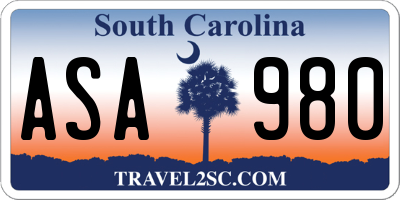 SC license plate ASA980