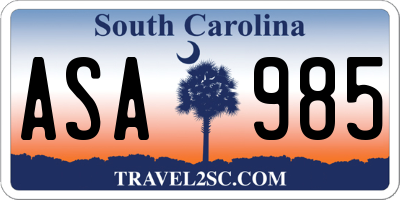 SC license plate ASA985
