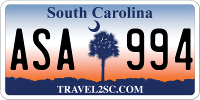SC license plate ASA994
