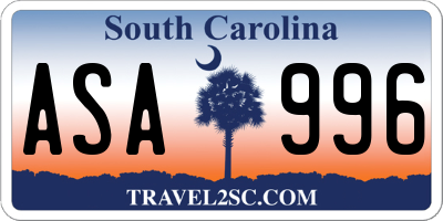 SC license plate ASA996