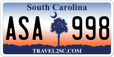 SC license plate ASA998
