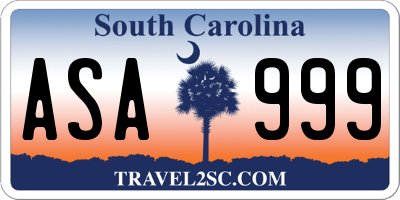 SC license plate ASA999