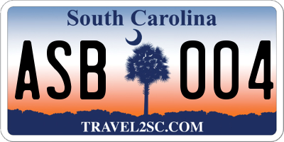 SC license plate ASB004