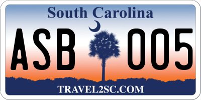 SC license plate ASB005