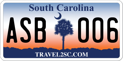 SC license plate ASB006