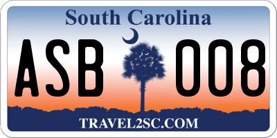 SC license plate ASB008