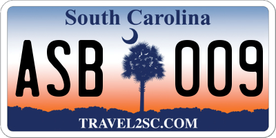 SC license plate ASB009