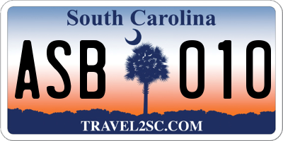 SC license plate ASB010