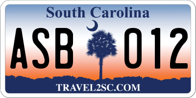 SC license plate ASB012