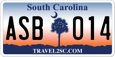 SC license plate ASB014