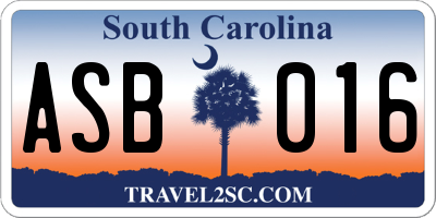 SC license plate ASB016