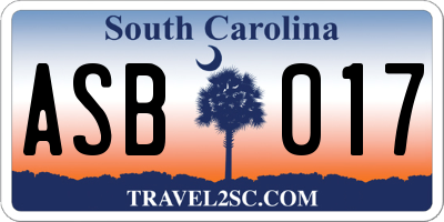 SC license plate ASB017