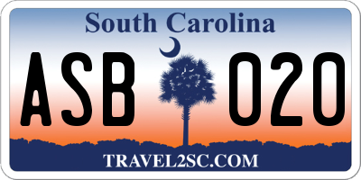 SC license plate ASB020