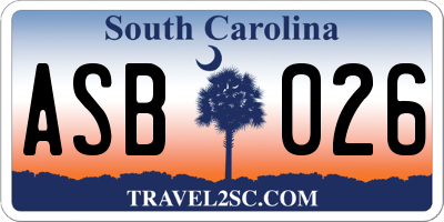 SC license plate ASB026