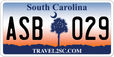 SC license plate ASB029