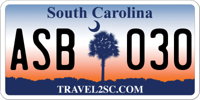 SC license plate ASB030