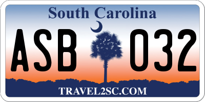 SC license plate ASB032