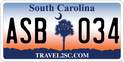SC license plate ASB034