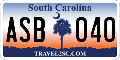 SC license plate ASB040