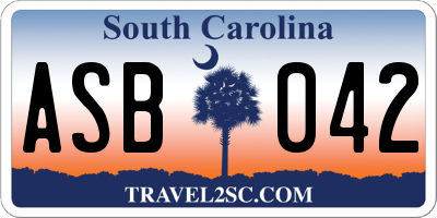 SC license plate ASB042