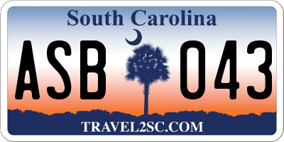 SC license plate ASB043