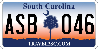 SC license plate ASB046