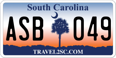 SC license plate ASB049