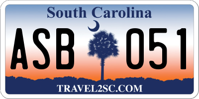 SC license plate ASB051