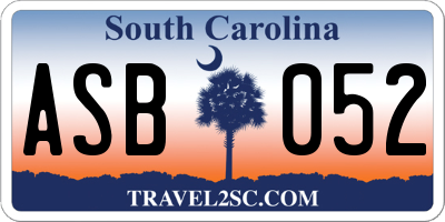 SC license plate ASB052