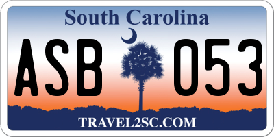 SC license plate ASB053