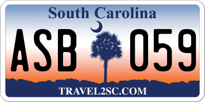 SC license plate ASB059