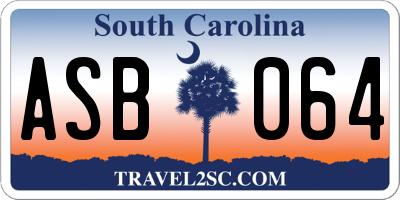 SC license plate ASB064